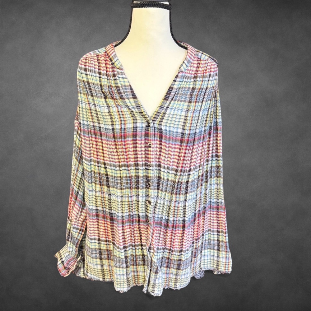 Free‎ People Come on Over Multicolor Plaid Women's Top